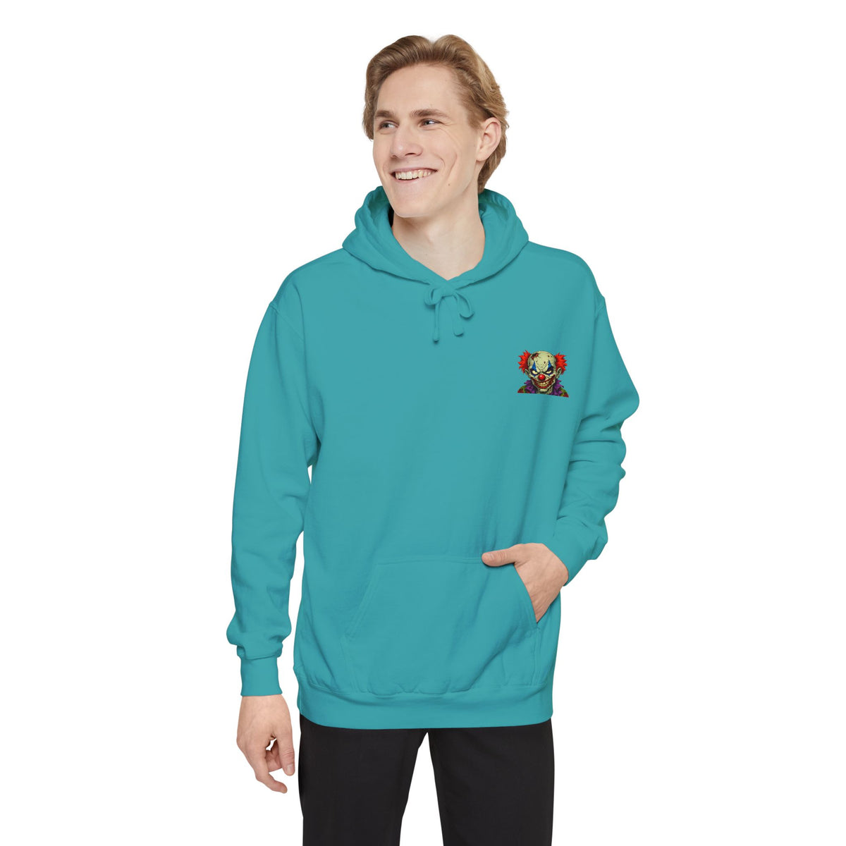 Graphic Hoodie — Colorful Floral Skull Chest Patch