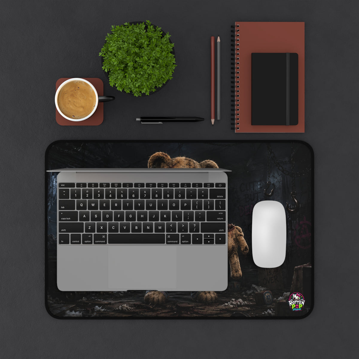 Creepy Teddy Desk Mat – Horror Gaming Mouse Pad with Scary Bear Design