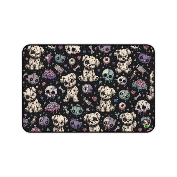 Spooky Cute Skull Puppy Desk Mat — Gothic Gaming Mouse Pad