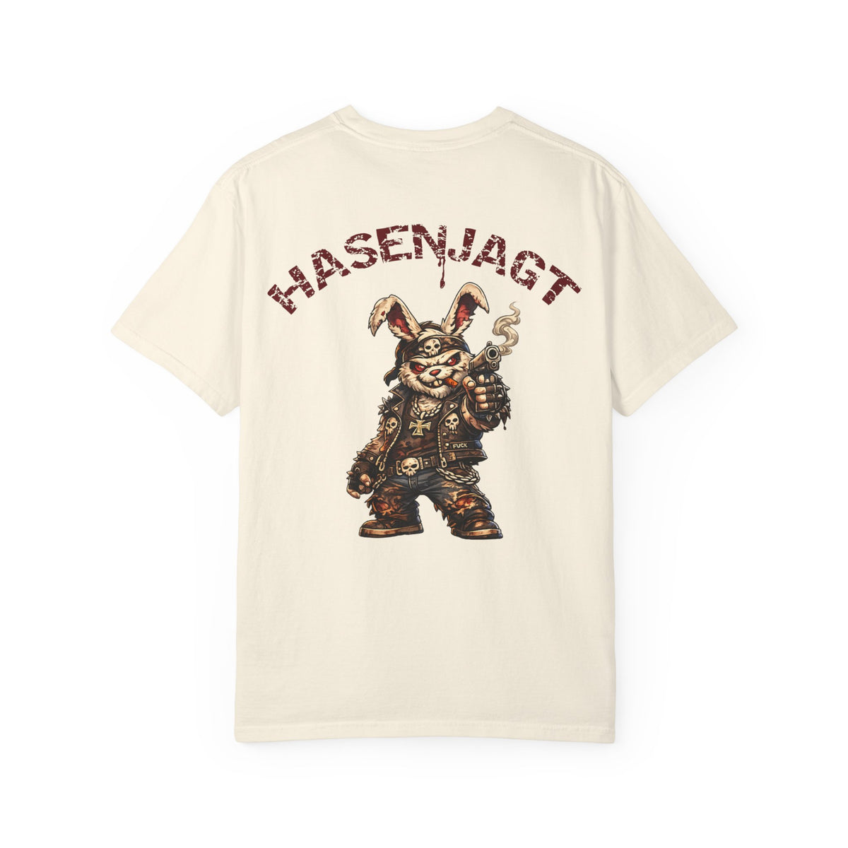 Hasenjagt Biker Bunny Graphic T-Shirt — Vintage Hunter Rabbit Design