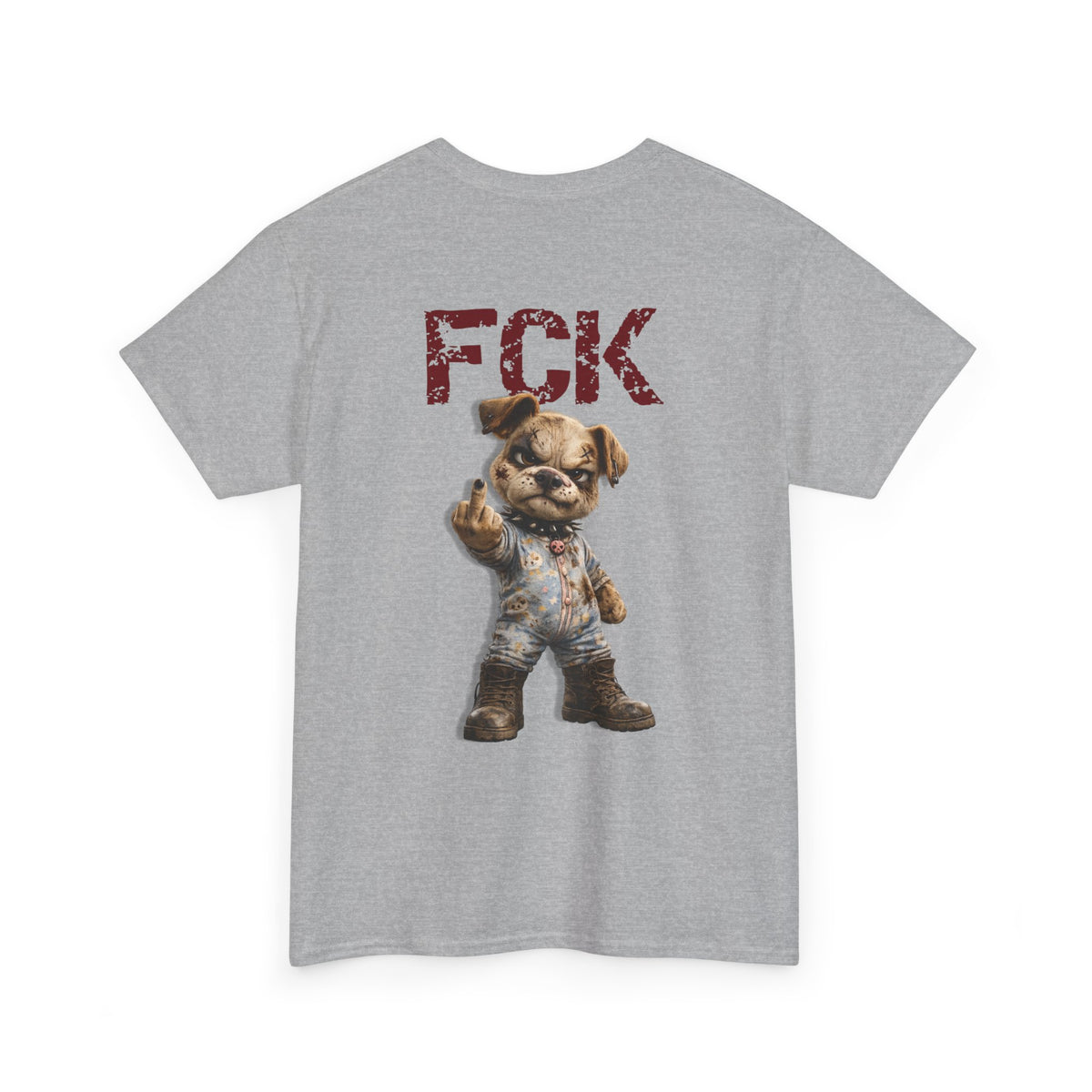 Graphic Tee — 'FCK' Middle Finger Teddy Bear Back Print