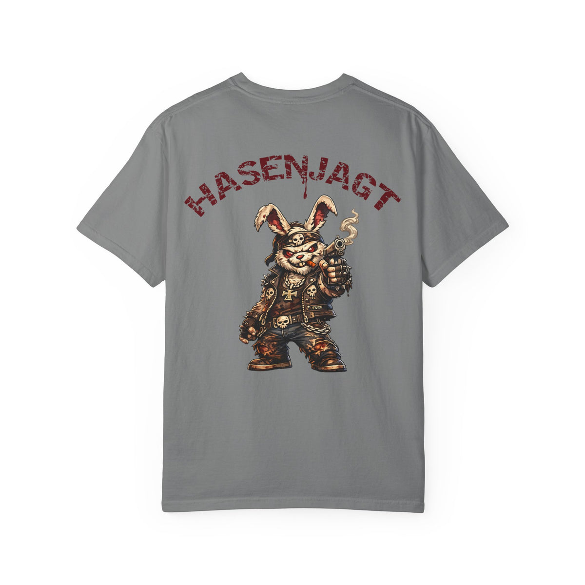 Hasenjagt Biker Bunny Graphic T-Shirt — Vintage Hunter Rabbit Design