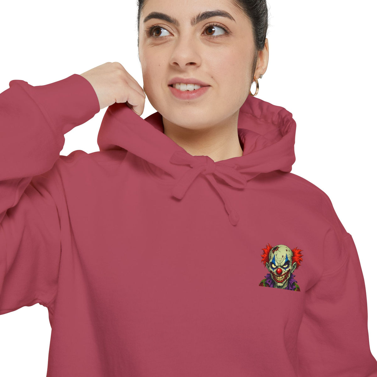 Graphic Hoodie — Colorful Floral Skull Chest Patch