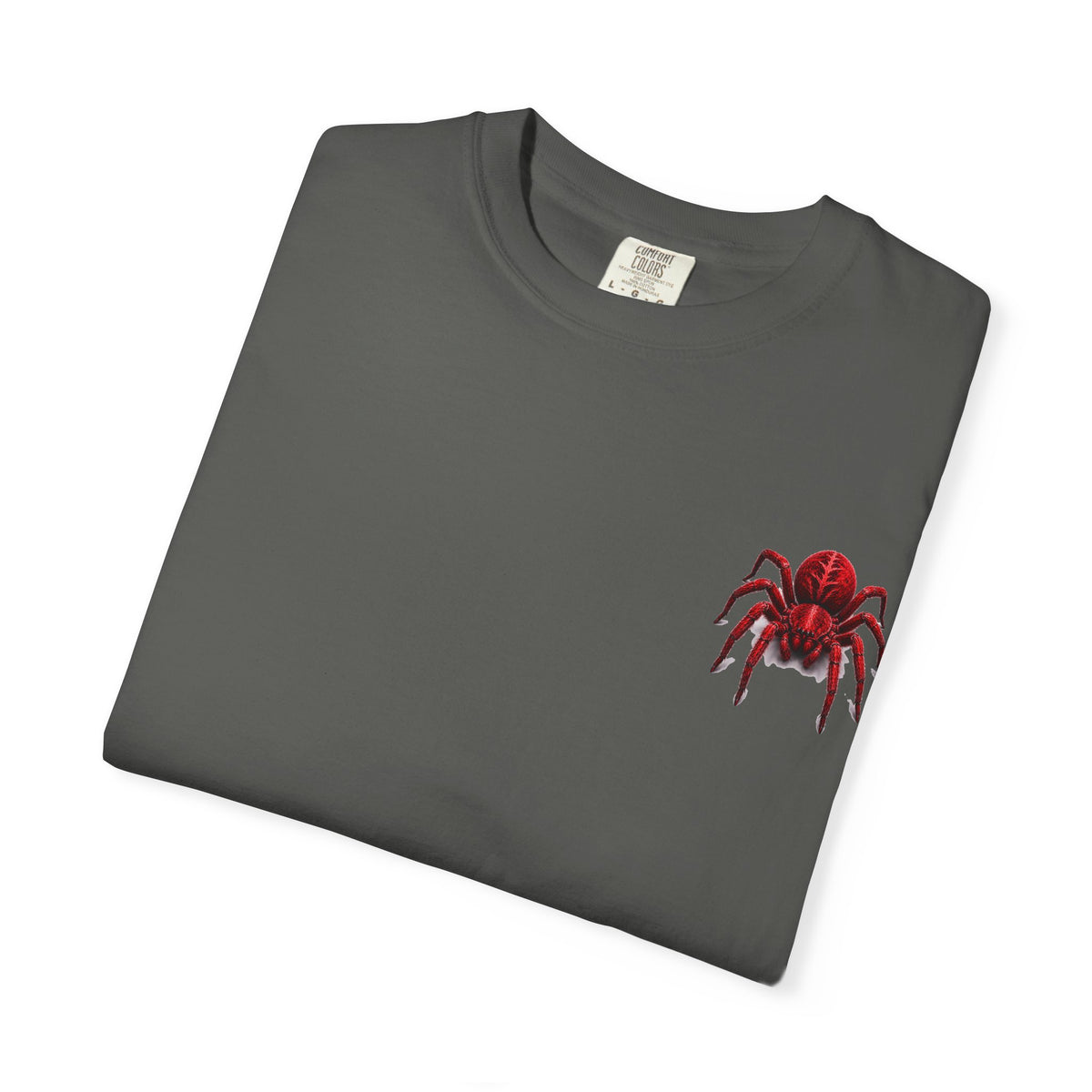 Red Tarantula Graphic T-Shirt — Creepy Spider Tee for Halloween & Goth Style