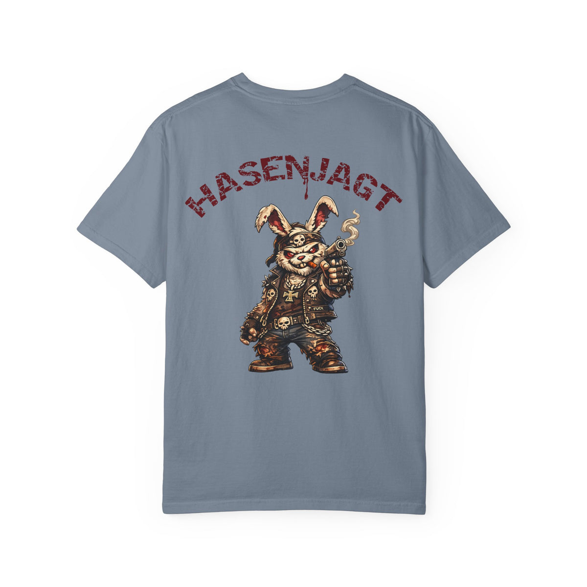 Hasenjagt Biker Bunny Graphic T-Shirt — Vintage Hunter Rabbit Design