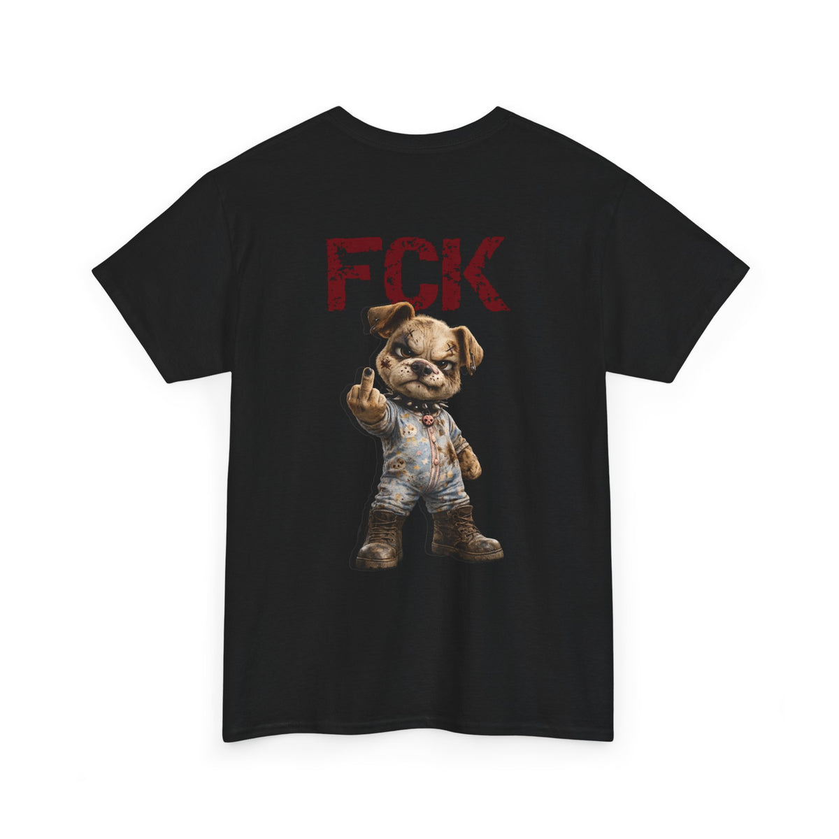 Graphic Tee — 'FCK' Middle Finger Teddy Bear Back Print