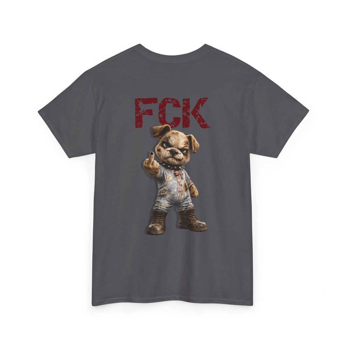 Graphic Tee — 'FCK' Middle Finger Teddy Bear Back Print
