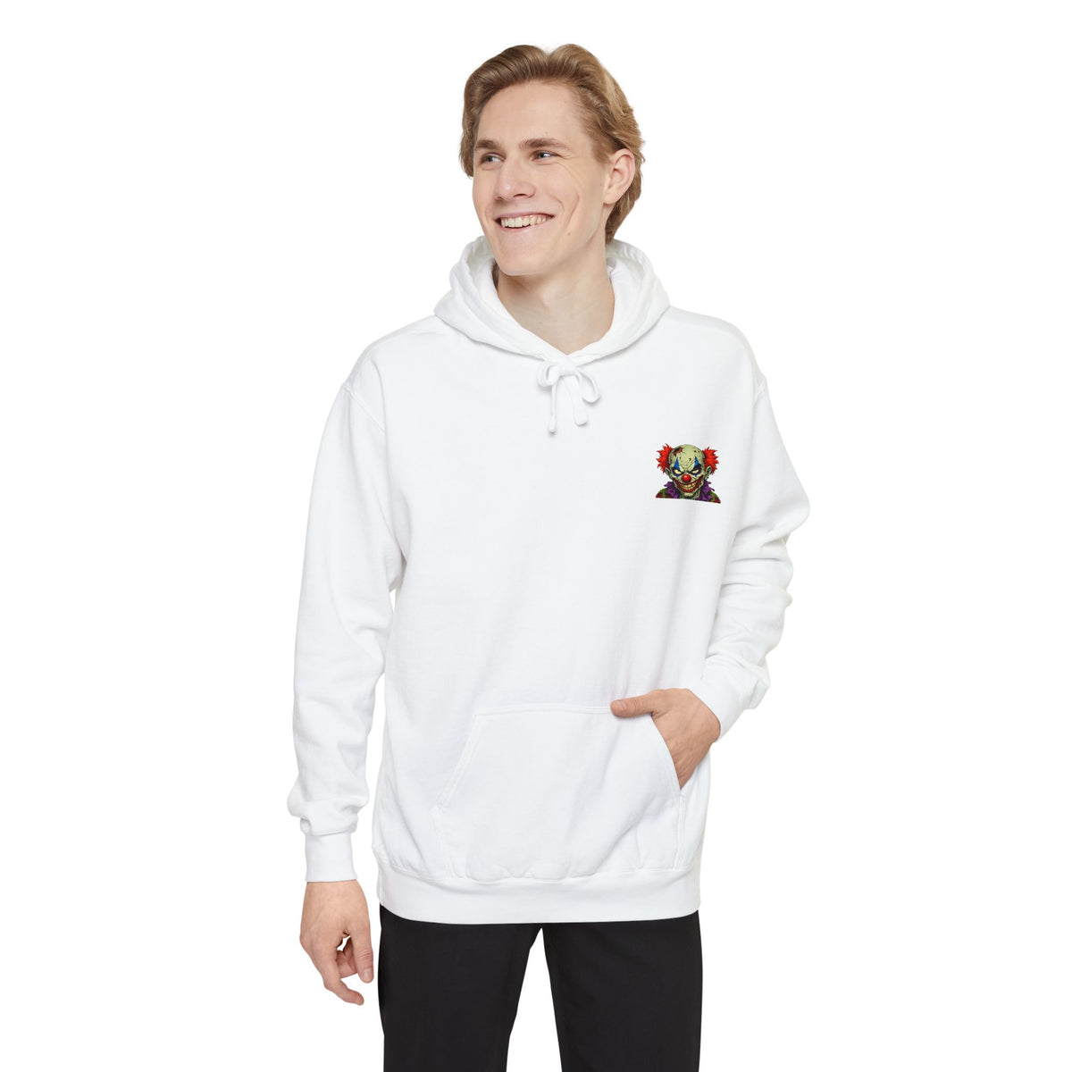 Graphic Hoodie — Colorful Floral Skull Chest Patch