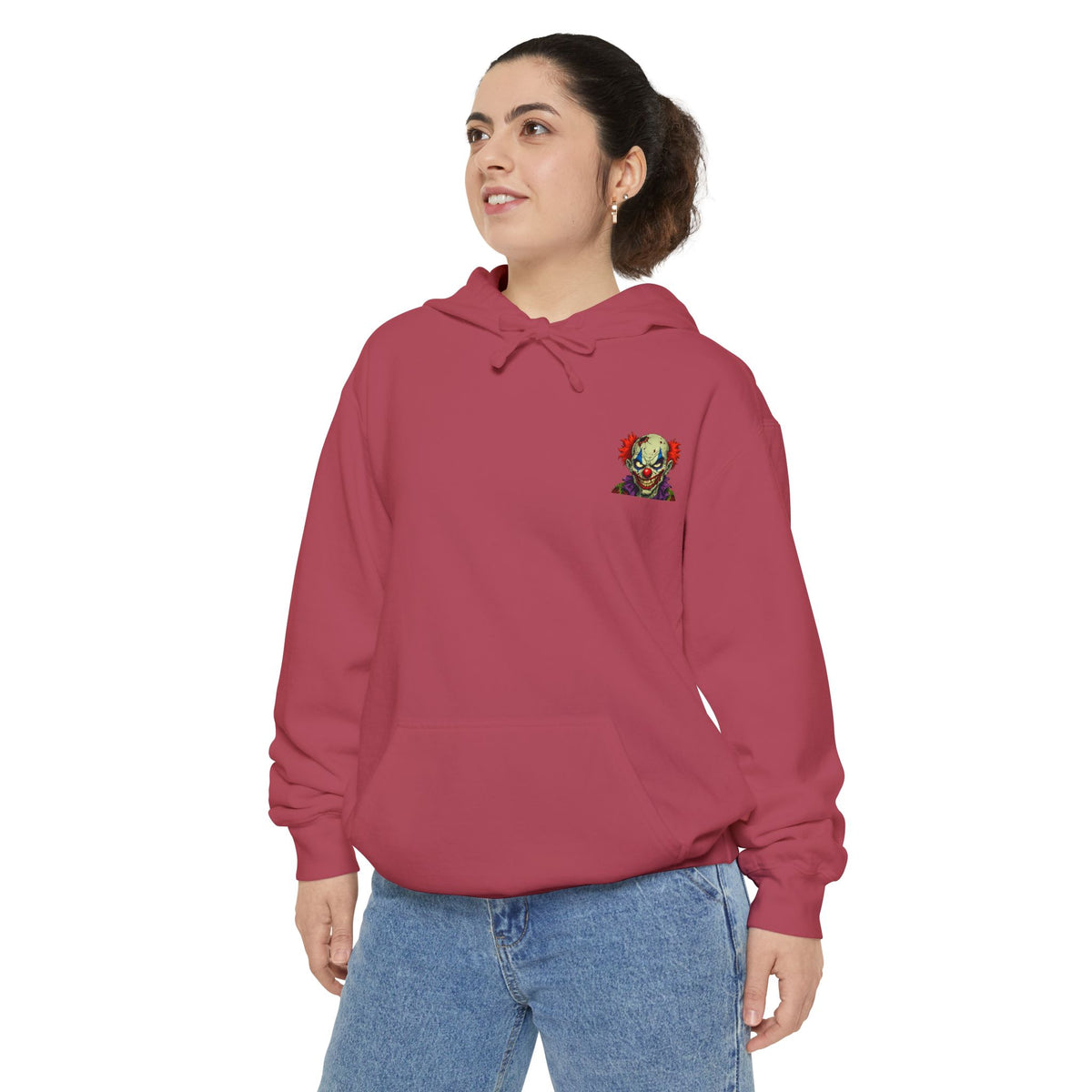 Graphic Hoodie — Colorful Floral Skull Chest Patch