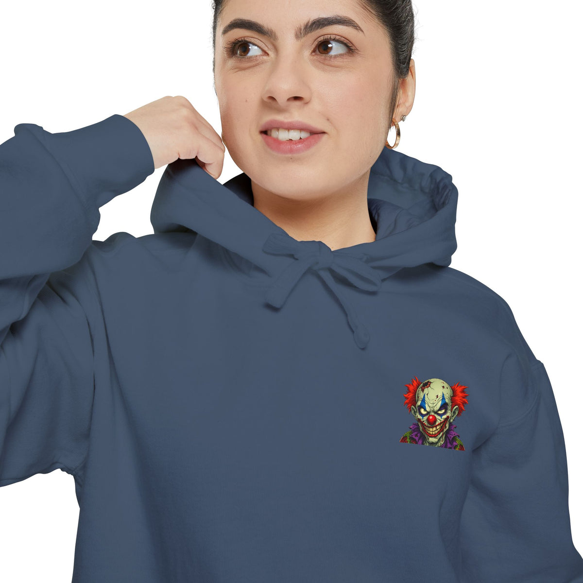 Graphic Hoodie — Colorful Floral Skull Chest Patch