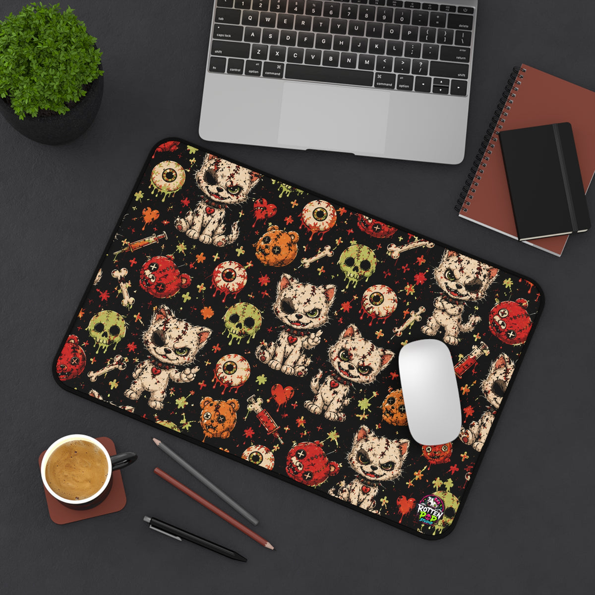 Minimal Black Desk Mat — Non‑Slip Workstation Pad
