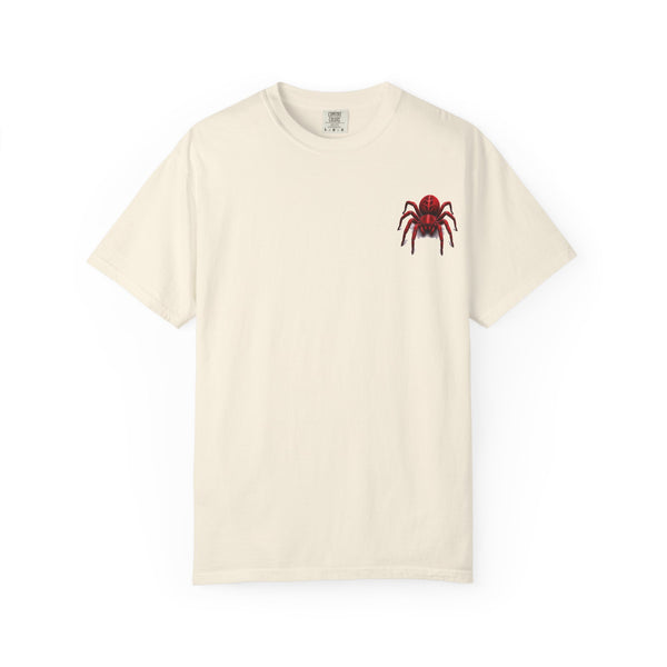Red Tarantula Graphic T-Shirt — Creepy Spider Tee for Halloween & Goth Style