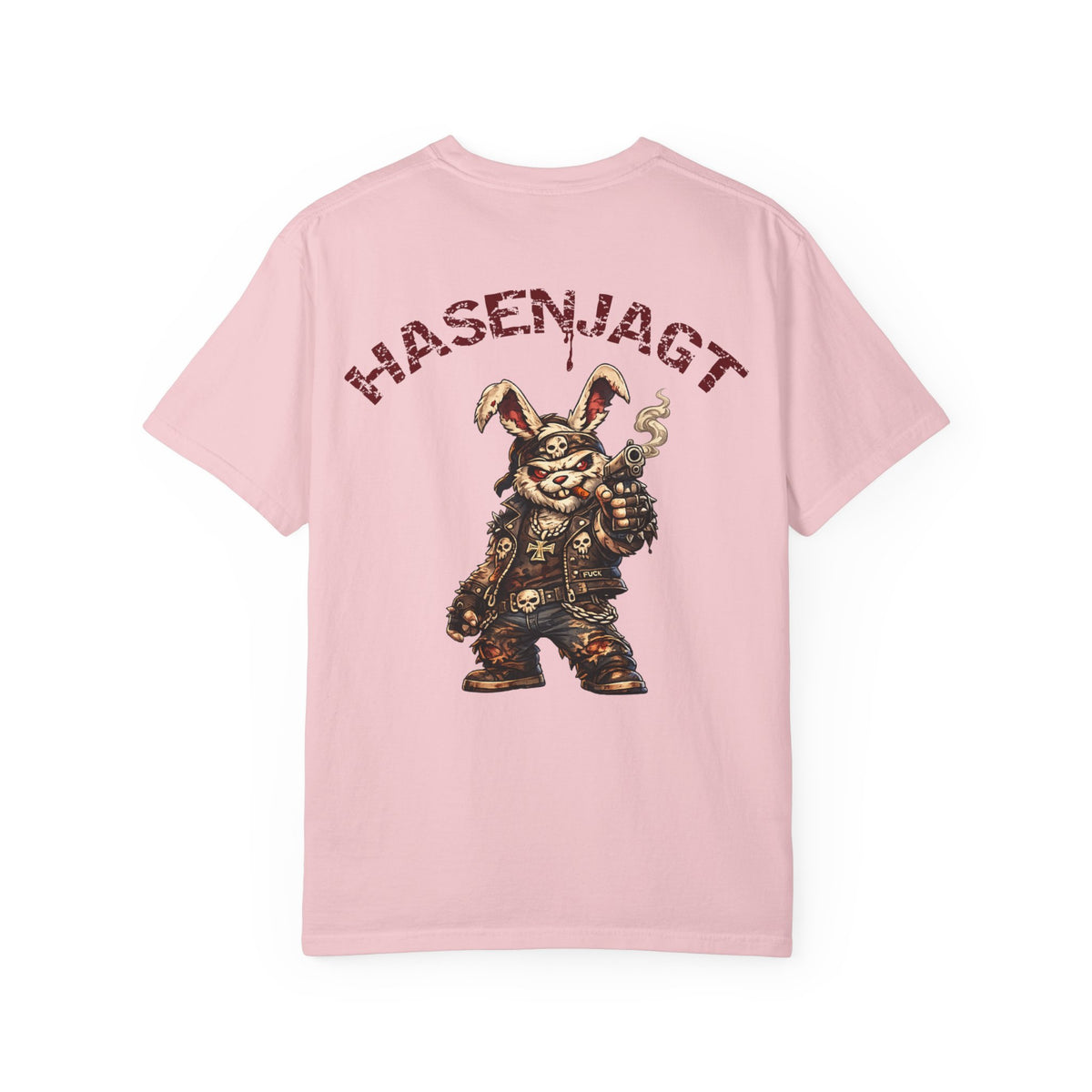 Hasenjagt Biker Bunny Graphic T-Shirt — Vintage Hunter Rabbit Design