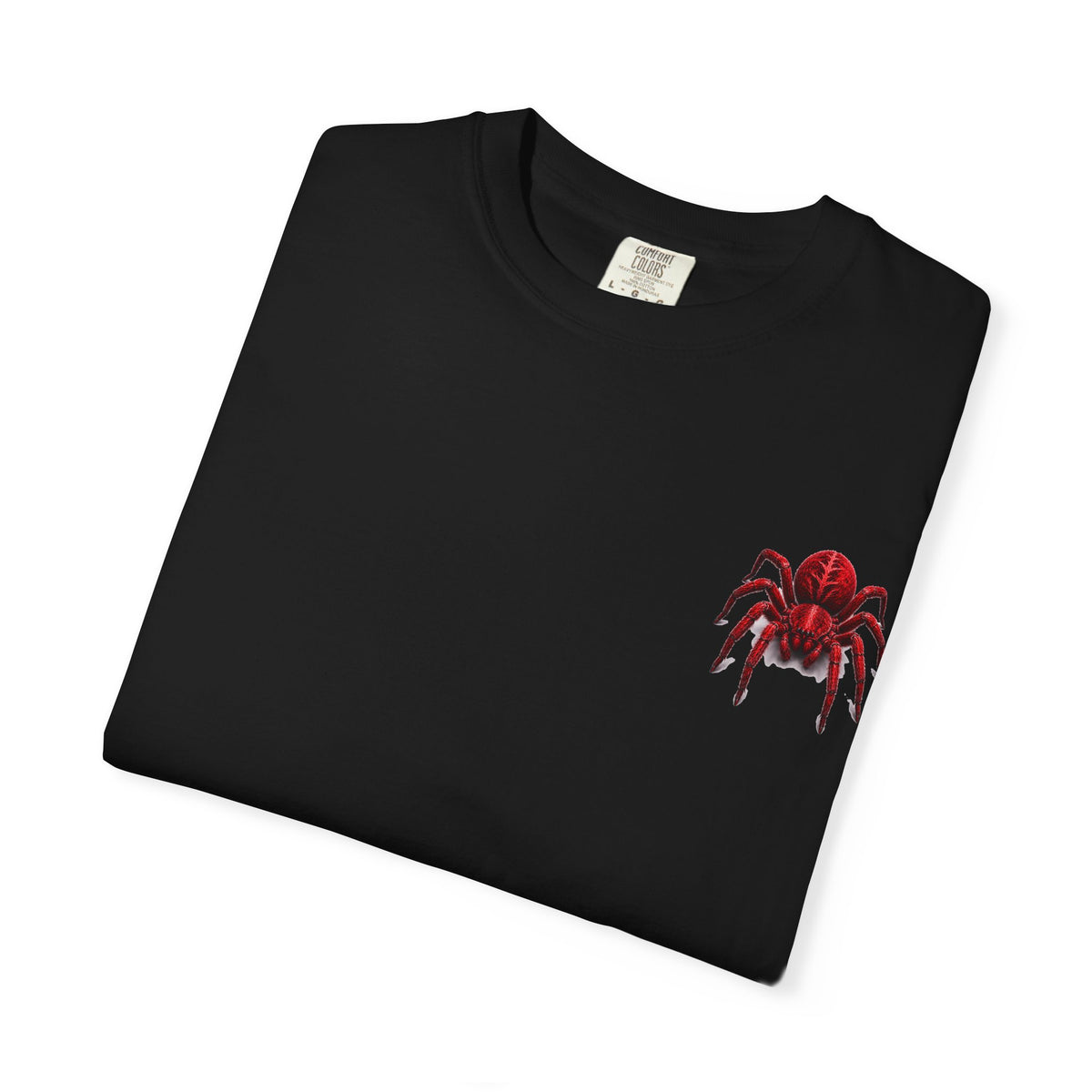 Red Tarantula Graphic T-Shirt — Creepy Spider Tee for Halloween & Goth Style