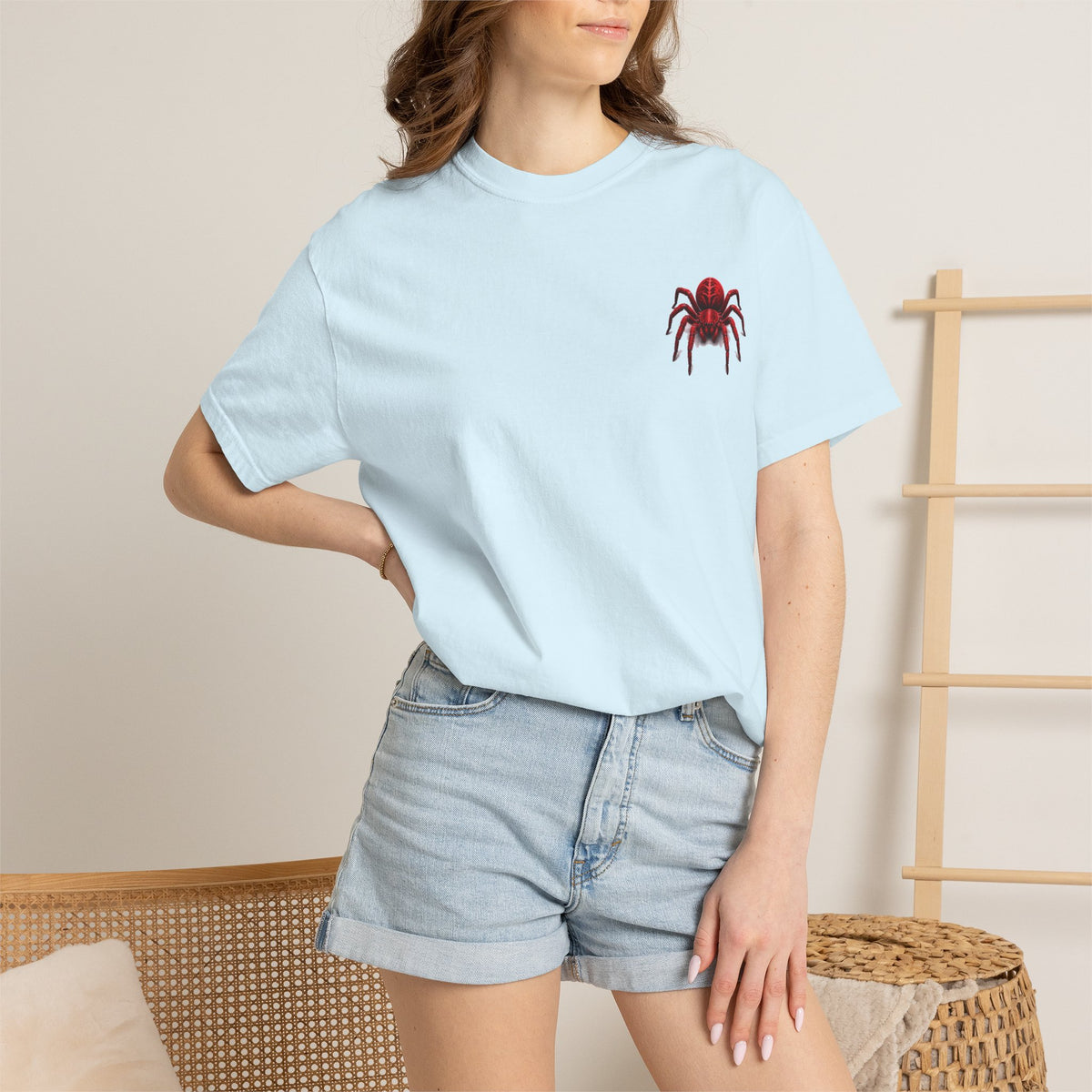 Red Tarantula Graphic T-Shirt — Creepy Spider Tee for Halloween & Goth Style