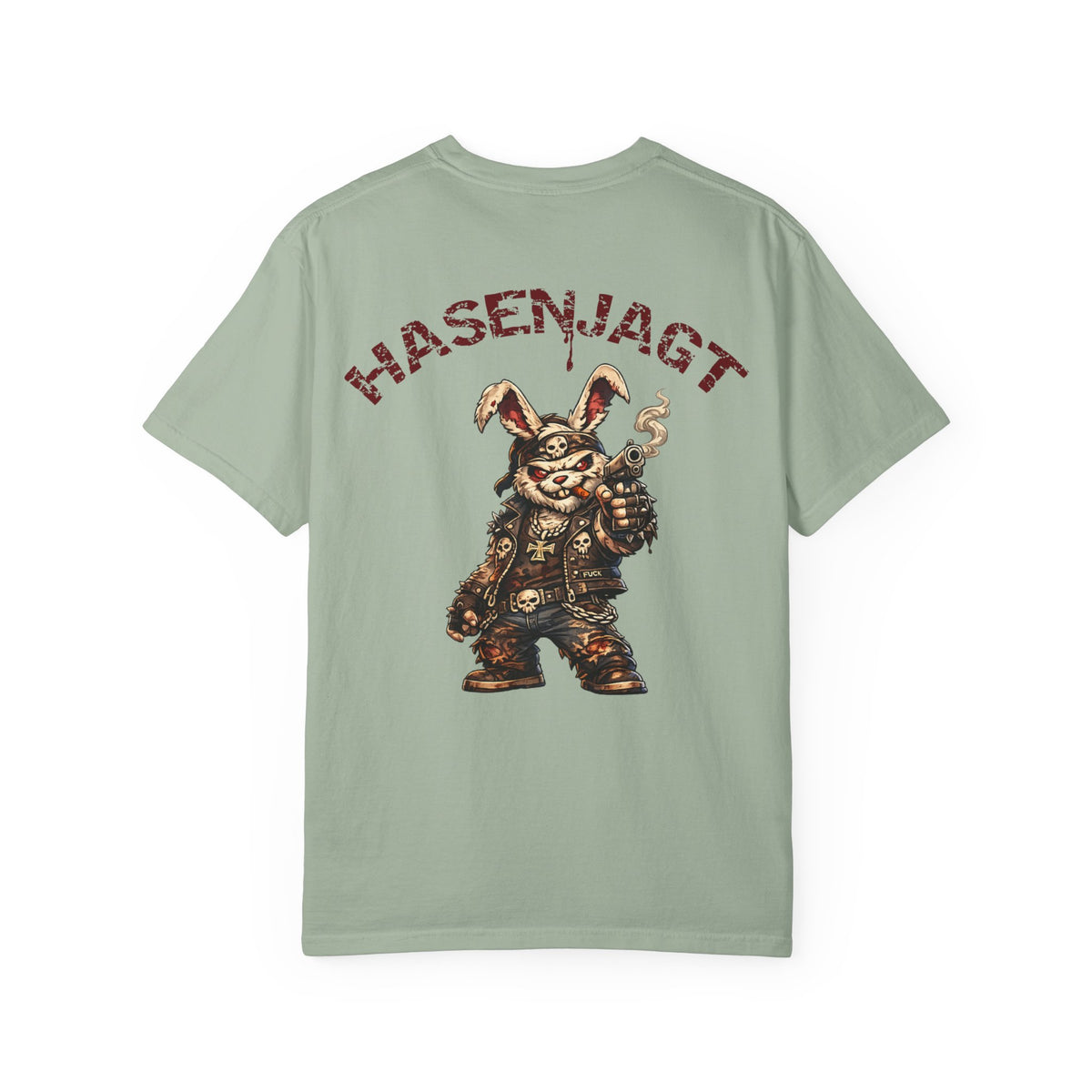 Hasenjagt Biker Bunny Graphic T-Shirt — Vintage Hunter Rabbit Design