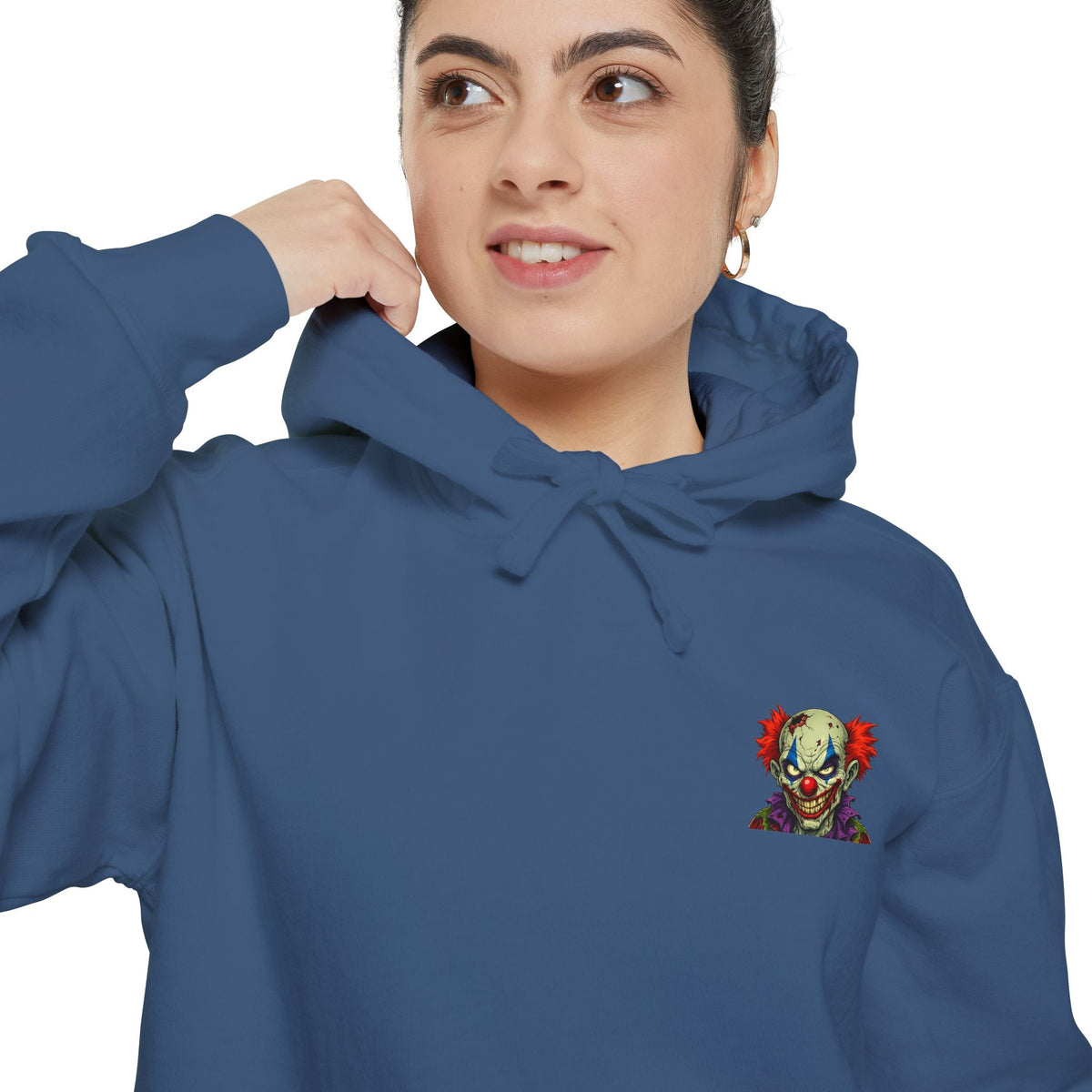 Graphic Hoodie — Colorful Floral Skull Chest Patch