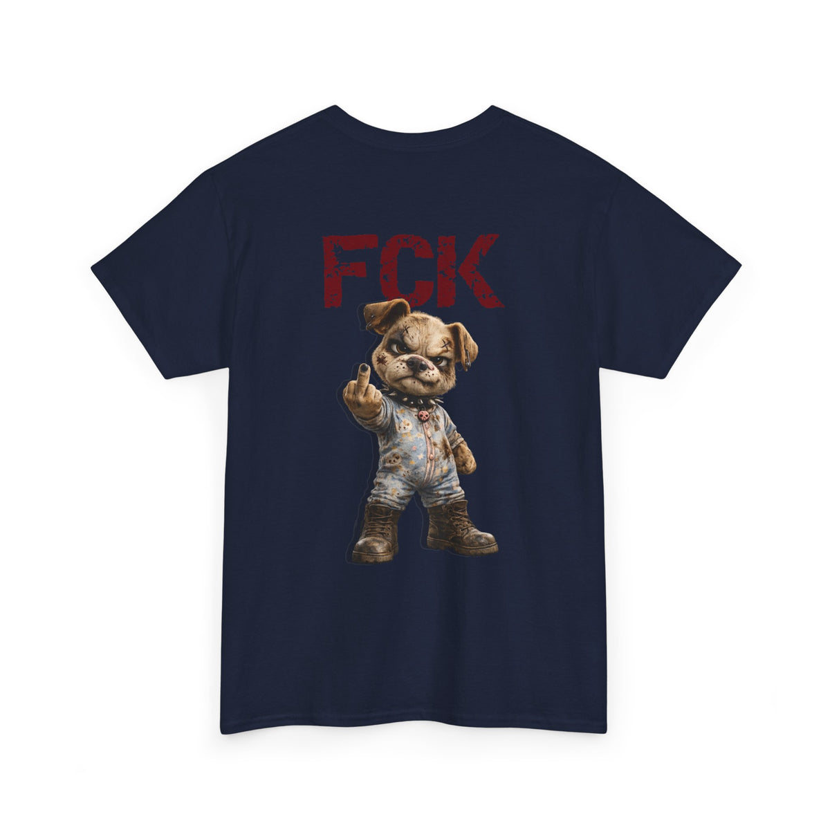 Graphic Tee — 'FCK' Middle Finger Teddy Bear Back Print