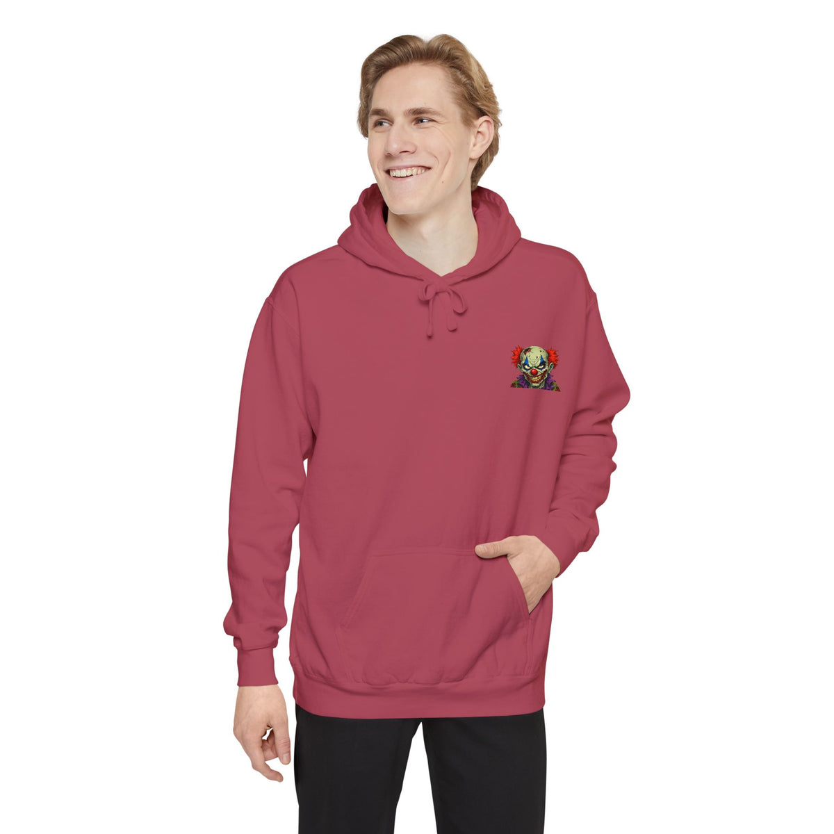 Graphic Hoodie — Colorful Floral Skull Chest Patch