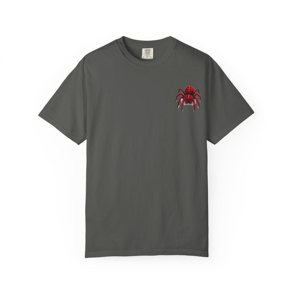 Red Tarantula Graphic T-Shirt — Creepy Spider Tee for Halloween & Goth Style