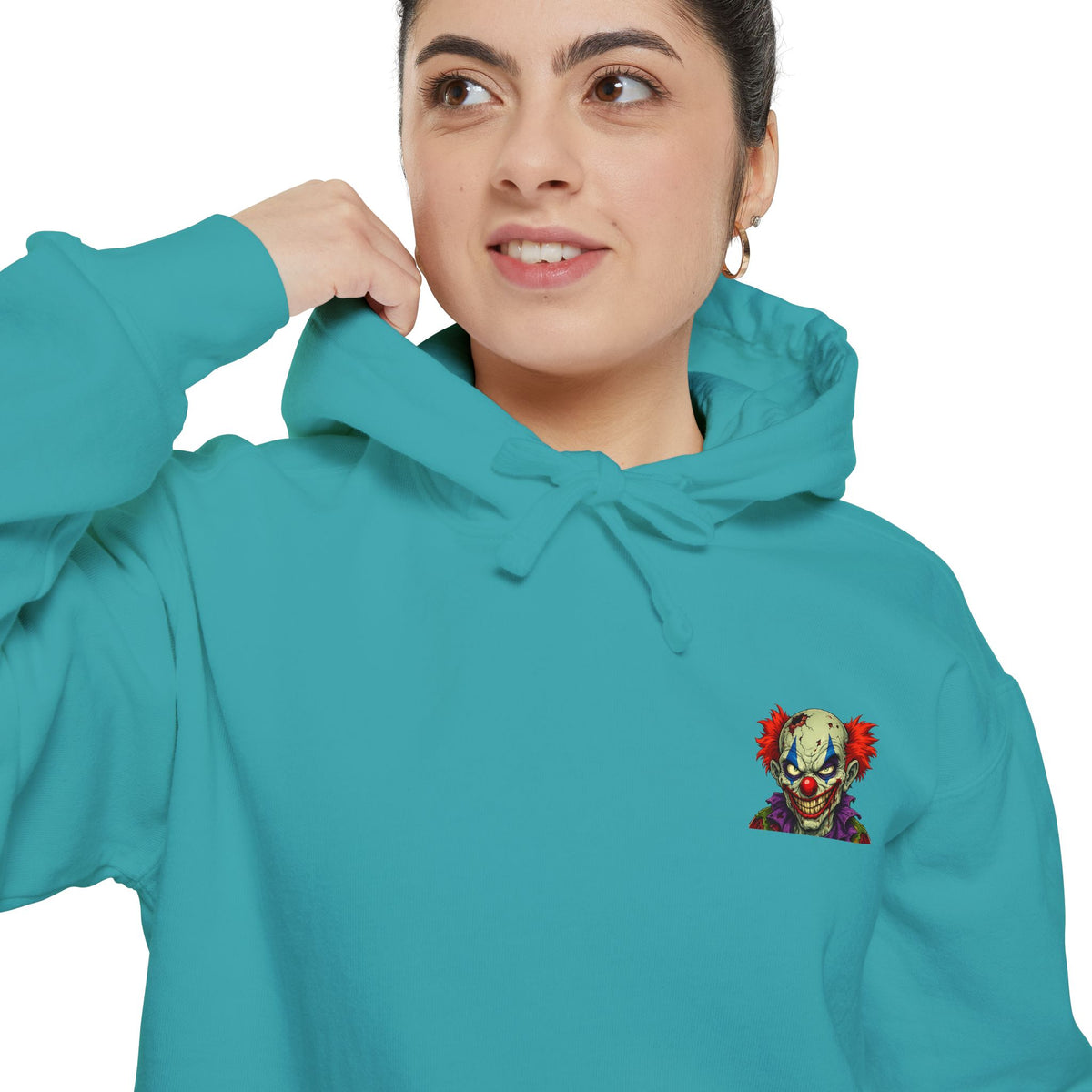 Graphic Hoodie — Colorful Floral Skull Chest Patch