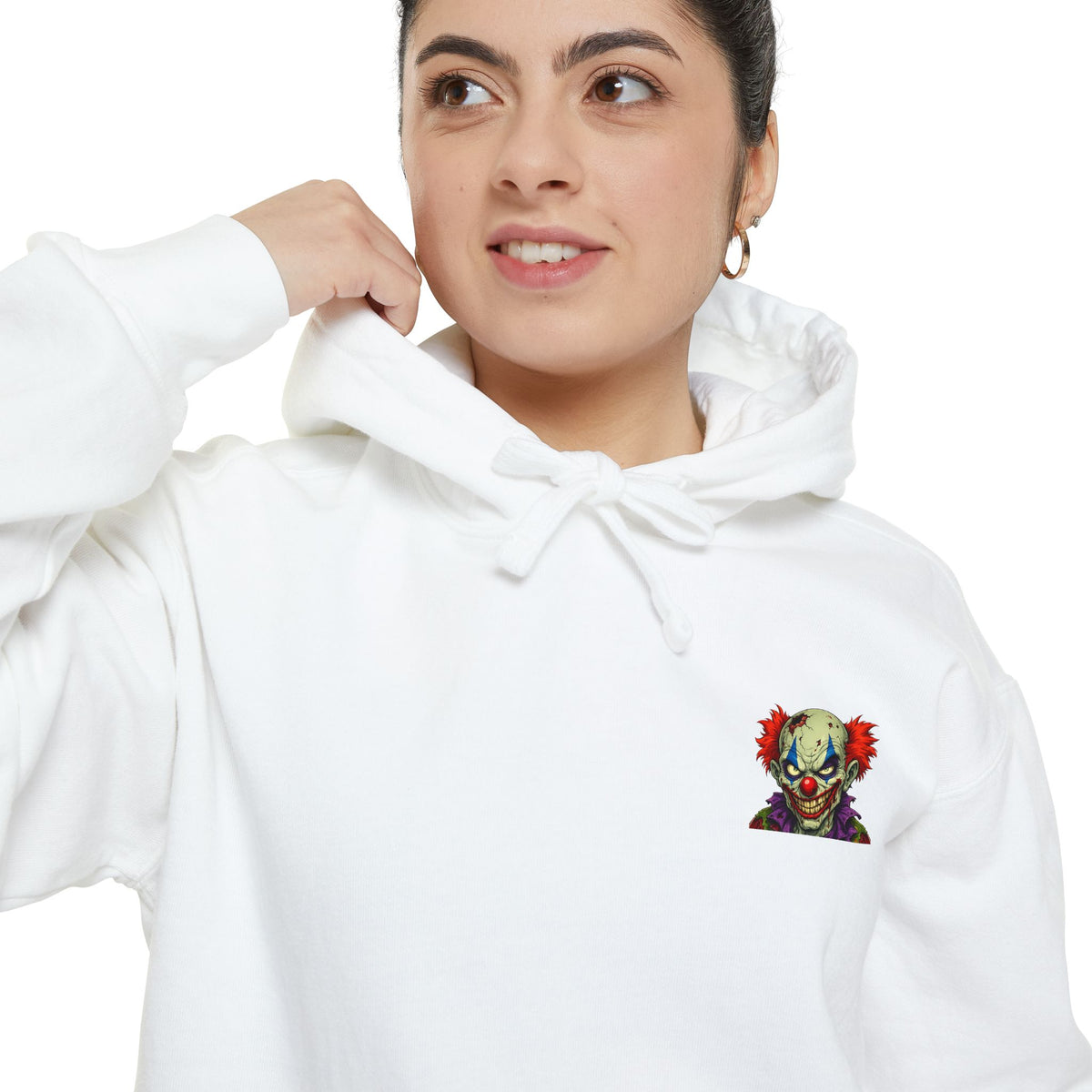 Graphic Hoodie — Colorful Floral Skull Chest Patch