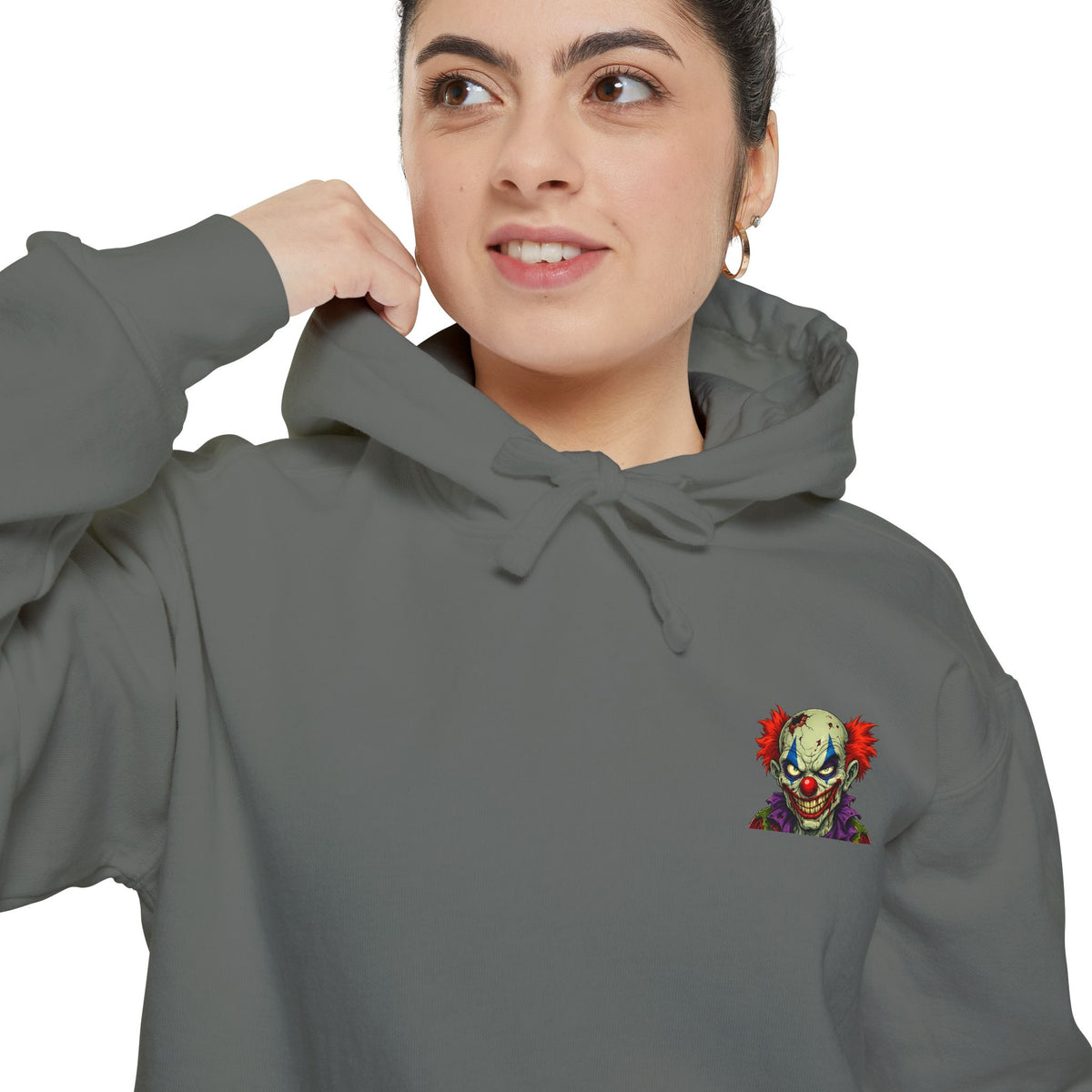 Graphic Hoodie — Colorful Floral Skull Chest Patch