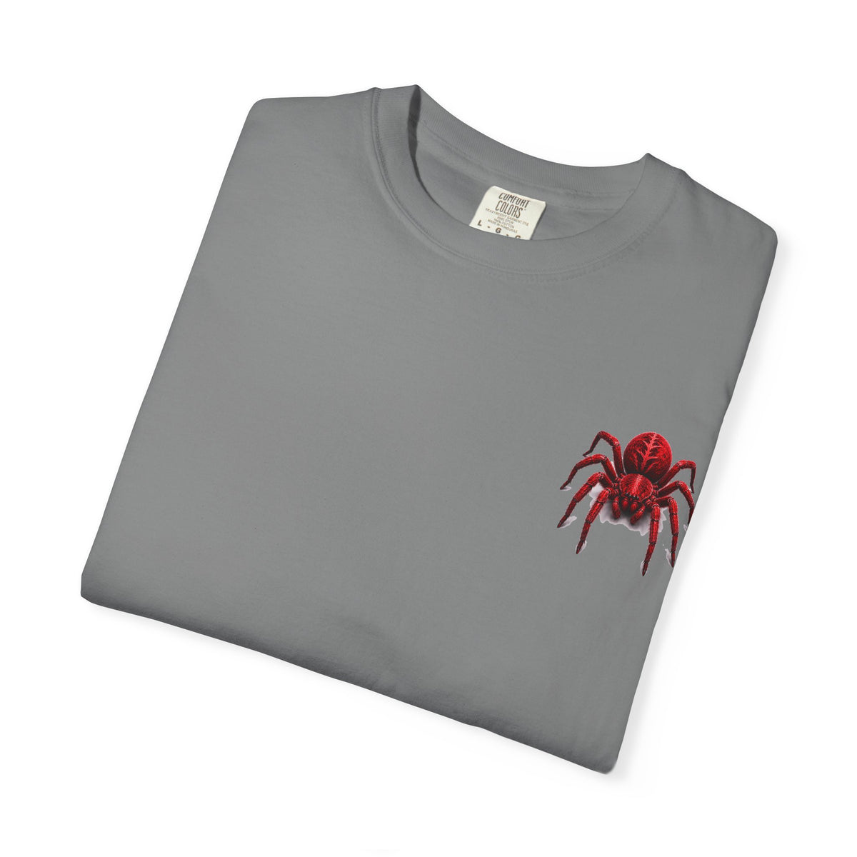 Red Tarantula Graphic T-Shirt — Creepy Spider Tee for Halloween & Goth Style
