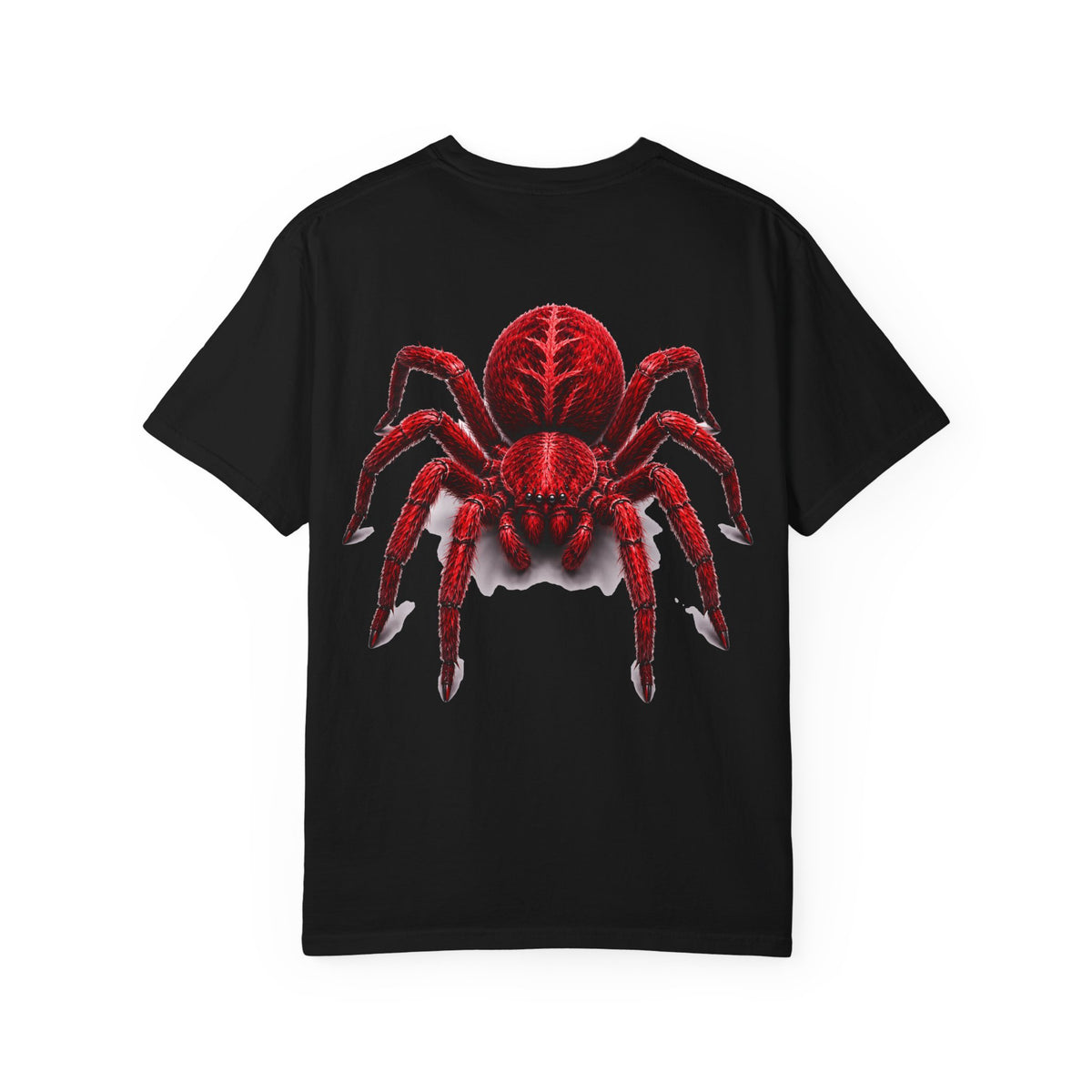 Red Tarantula Graphic T-Shirt — Creepy Spider Tee for Halloween & Goth Style